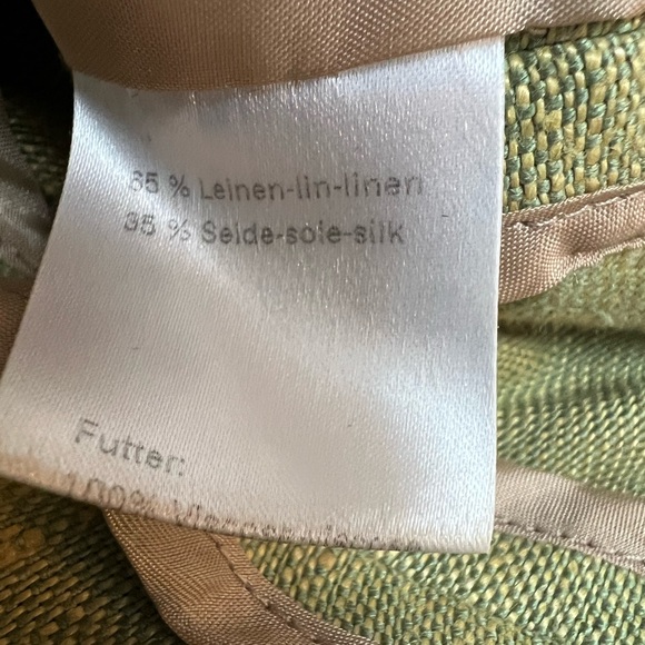 AKRIS Light Green Tan Linen & Silk Asymetrical Button Up Blazer Jacket SZ4 - Picture 4 of 7